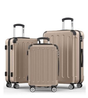 Sunbee 3 Piece Luggage Sets Hardshell Lightweight Suitcase with TSA Lock Spinner Wheels, Champagne - Image 2