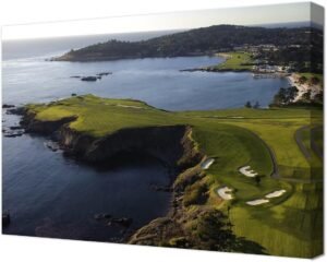 Pebble Beach Golf Course Wall Art Pictures - Pebble Beach Wall Art for Living Room Bedroom Bathroom Home Decorations Framed Artwork Canvas Prints Ready to Hang(18''H x 24''W)