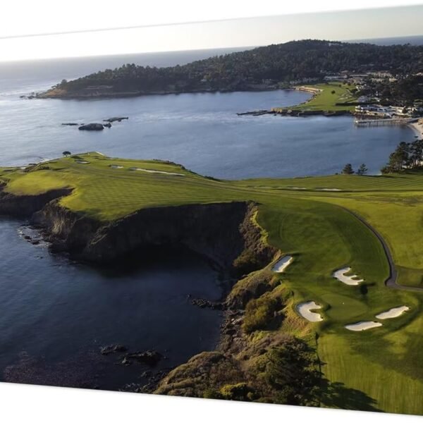 Pebble Beach Golf Course Wall Art Pictures - Pebble Beach Wall Art for Living Room Bedroom Bathroom Home Decorations Framed Artwork Canvas Prints Ready to Hang(18''H x 24''W)