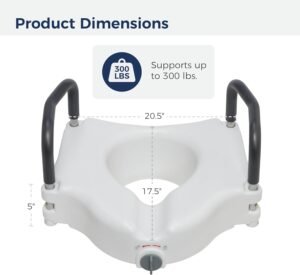 Drive Medical RTL12027RA 2-in-1 Raised Toilet Seat with Removable Padded Arms, Standard Seat - Image 3