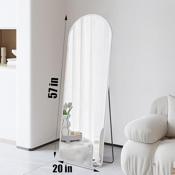 57x20 Door Hanging Full Length Mirror, Floor (Height 5.7ft just Body in1.3ft) Wall Mounted Metal Frame Arch Dressing Mirrors for Bedroom Bathroom Living Room 57 inch Silver