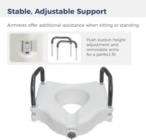 Drive Medical RTL12027RA 2-in-1 Raised Toilet Seat with Removable Padded Arms, Standard Seat - Image 4