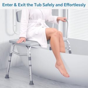 Transfer Bench for Bathtub, FSA/HSA Eligible 400 lbs Heavy Duty Shower Chair with Backrest, Slip-Resistant Feet, Height Adjustable Shower Bench Shower Seat for Elderly and Disabled - Image 5
