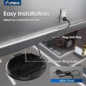Amico 1 Pack 200W LED High Bay Light, 25,000LM, 5000K Daylight Super Bright UFO High Bay Lights with Power Cord Included, IP65 Commercial Shop Lights for Warehouse Garage Fixture, UL & FCC - Image 2