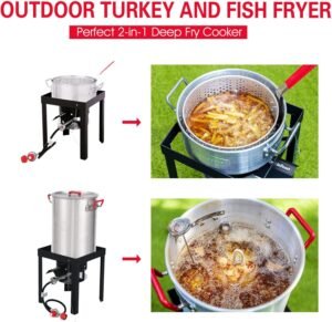 CreoleFeast TFS3010 Propane 30 Qt. Turkey and 10 Qt. Fish Fryer Boiler Steamer Set, 50,000 BTU Burner, Ideal for Outdoor Cooking - Image 5