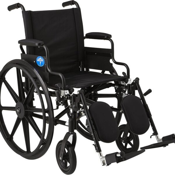 Medline K4 Premium Lightweight Wheelchair with 18" Wide Seat, Swing-Back Desk-Length Arms, Elevating Leg Rests, and 300 lb. Weight Capacity