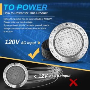Pomeade SH101300 10inch Led Pool Lights for Inground Pools, 50FT LED Pool Light for 10 inch Wet Niche, Underwater Swimming Pool Light for Inground Pools, Input AC120V, RGB, Remote Control. - Image 3