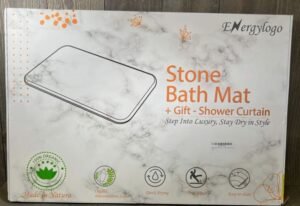 ENERGYLOGO Natural Stone Bath Mat, Non Slip, Quick Drying, Grey Infinity - Image 2