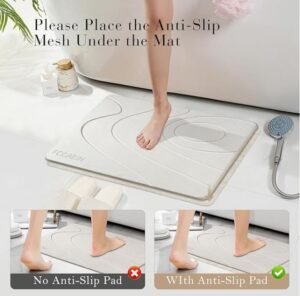 ENERGYLOGO Natural Stone Bath Mat, Non Slip, Quick Drying, Grey Infinity - Image 3