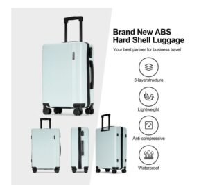 Ginza Travel 3 Piece Hardside Luggage Sets, Hardshell Lightweight Suitcase Set with Spinner Wheels, Sky Blue - Image 2