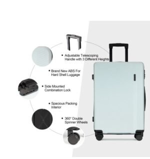Ginza Travel 3 Piece Hardside Luggage Sets, Hardshell Lightweight Suitcase Set with Spinner Wheels, Sky Blue - Image 3